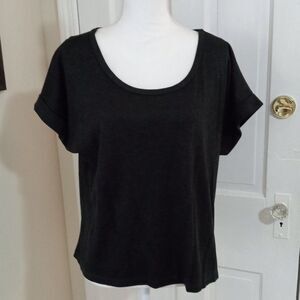 Women's Rolled Short Sleeve Tee Blouse by MARK (Size XXL) Dark Gray Color ~ NEW